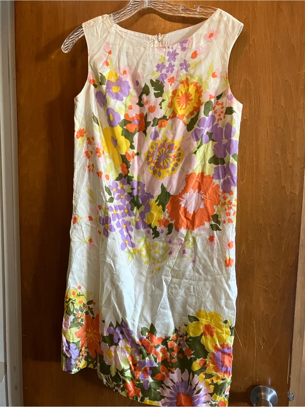 Vintage Sleeveless Acetate Floral Sheath Size Medium